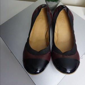 J Crew Maroon&Black Marley Stretch  Ballet Flats